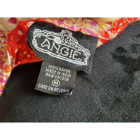 Angle Women's Red Floral 100% Rayon Off The Shoulder Long Maxi Dress Size M - Picture 8 of 12